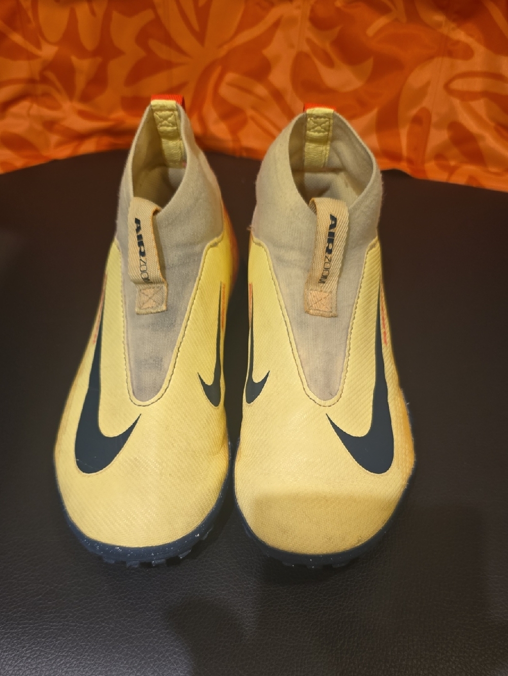 Nike Kids Yellow and Black Slip-On Soccer Sneakers
